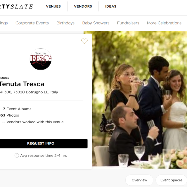 Tenuta TRESCA menzionata nel blog Party Slate